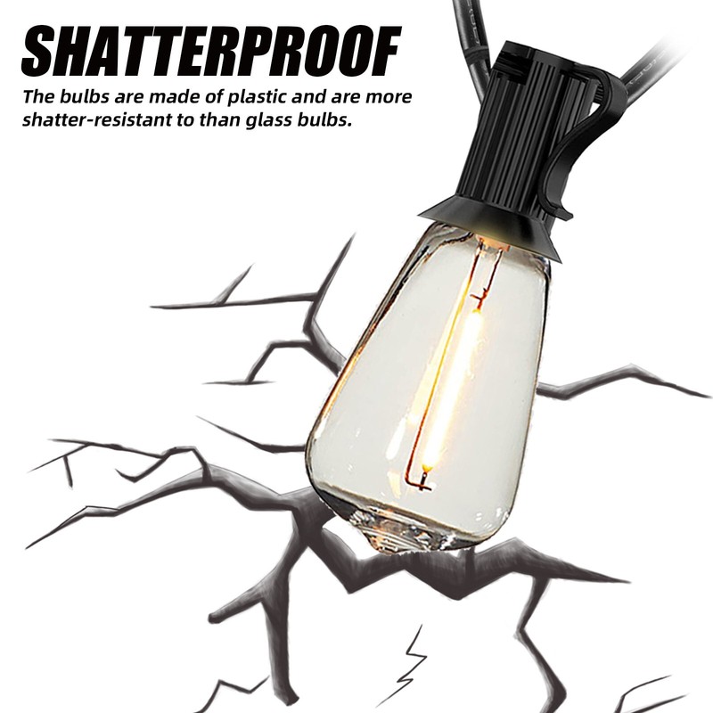 Outdoor String Lights 50ft LED ST38 Warm Edison String Lights Outdoor, US Ship gallery