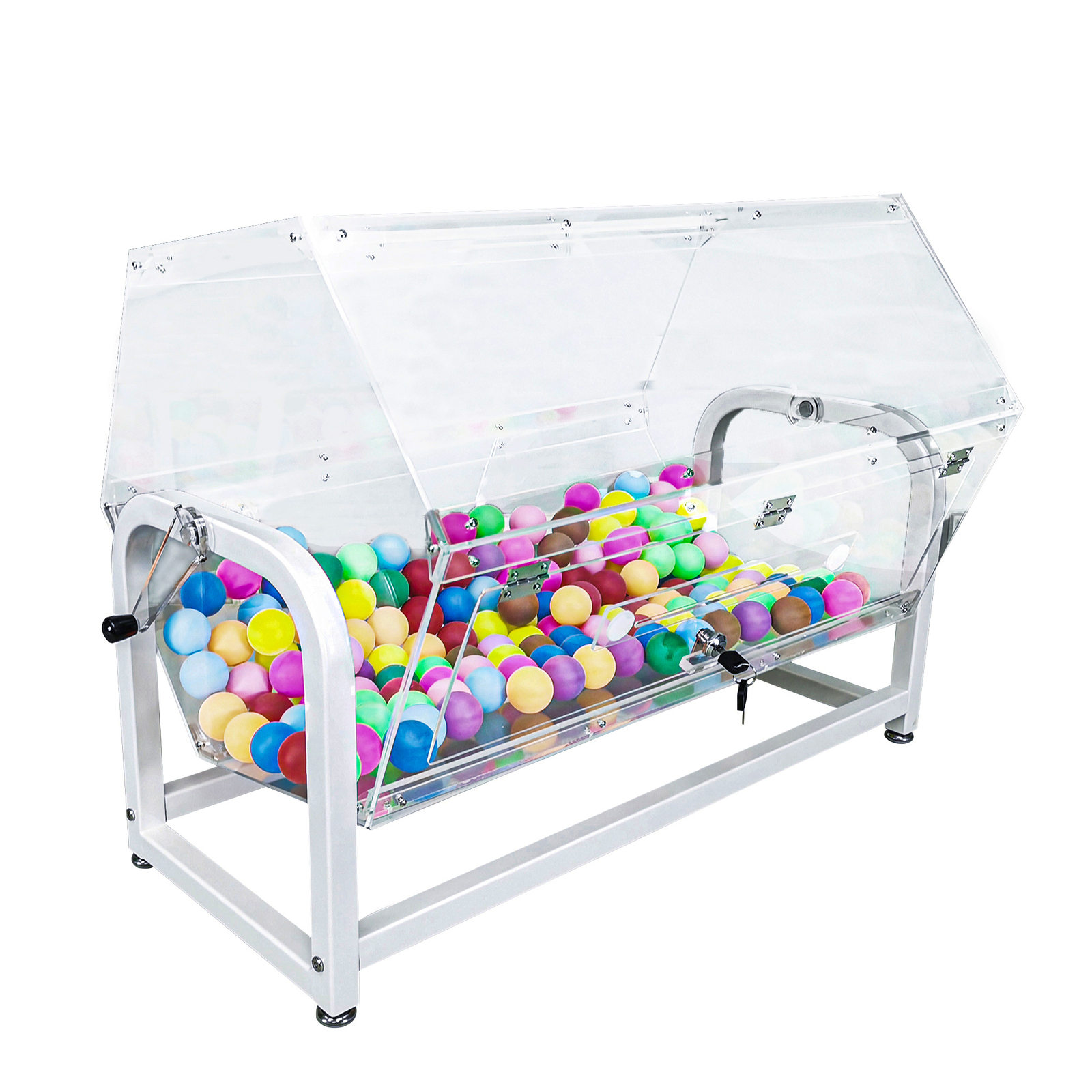 30x18x20" large Clear Acrylic Raffle Drum Metal Stand, Lucky Draw Ticket Box gallery
