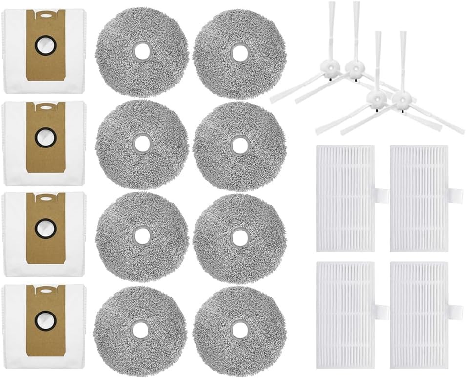 20pcs for Lydsto W2 Robot Vacuum kit,Side Brush Filter Mop Cloth Dust Bag Cle...