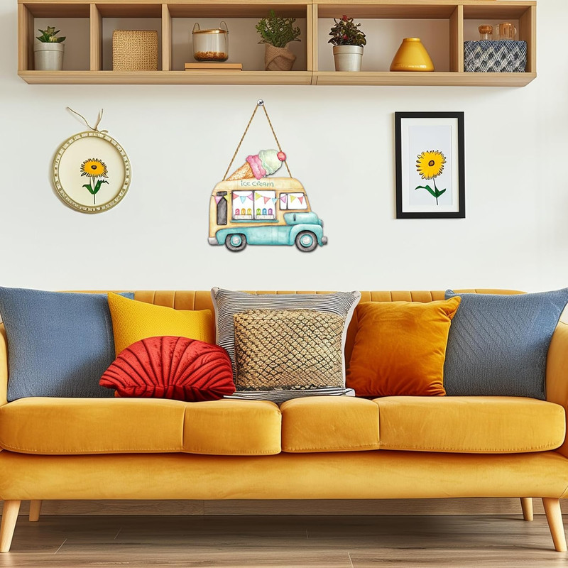 Summer Decor Summer Door Decor Ice Cream Truck Hanging Plaque Colorful Popsicles gallery