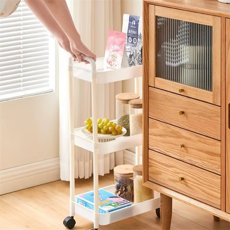Trolley with Handlebar and Storage Rack, Floor-Standing, Multi-Layer Storage gallery