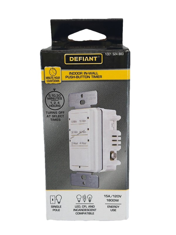 In Wall Push Button Countdown Timer Switch with Screw Terminals 15A Up To 4 Hour gallery