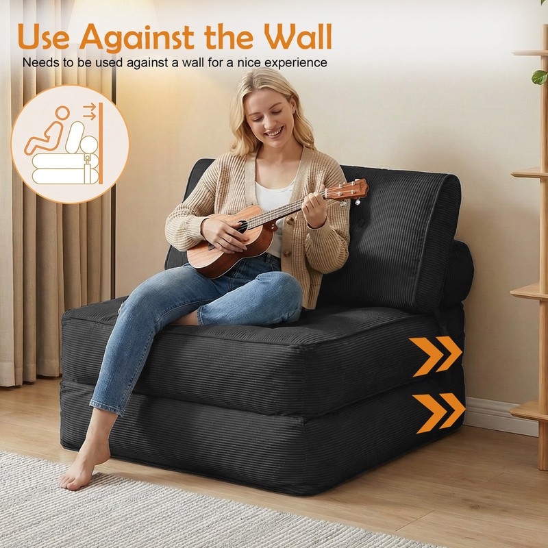 Folding Single Sofa Bed, Convertible Sleeper Chair Bed Couches w/ Dual-Cushion gallery