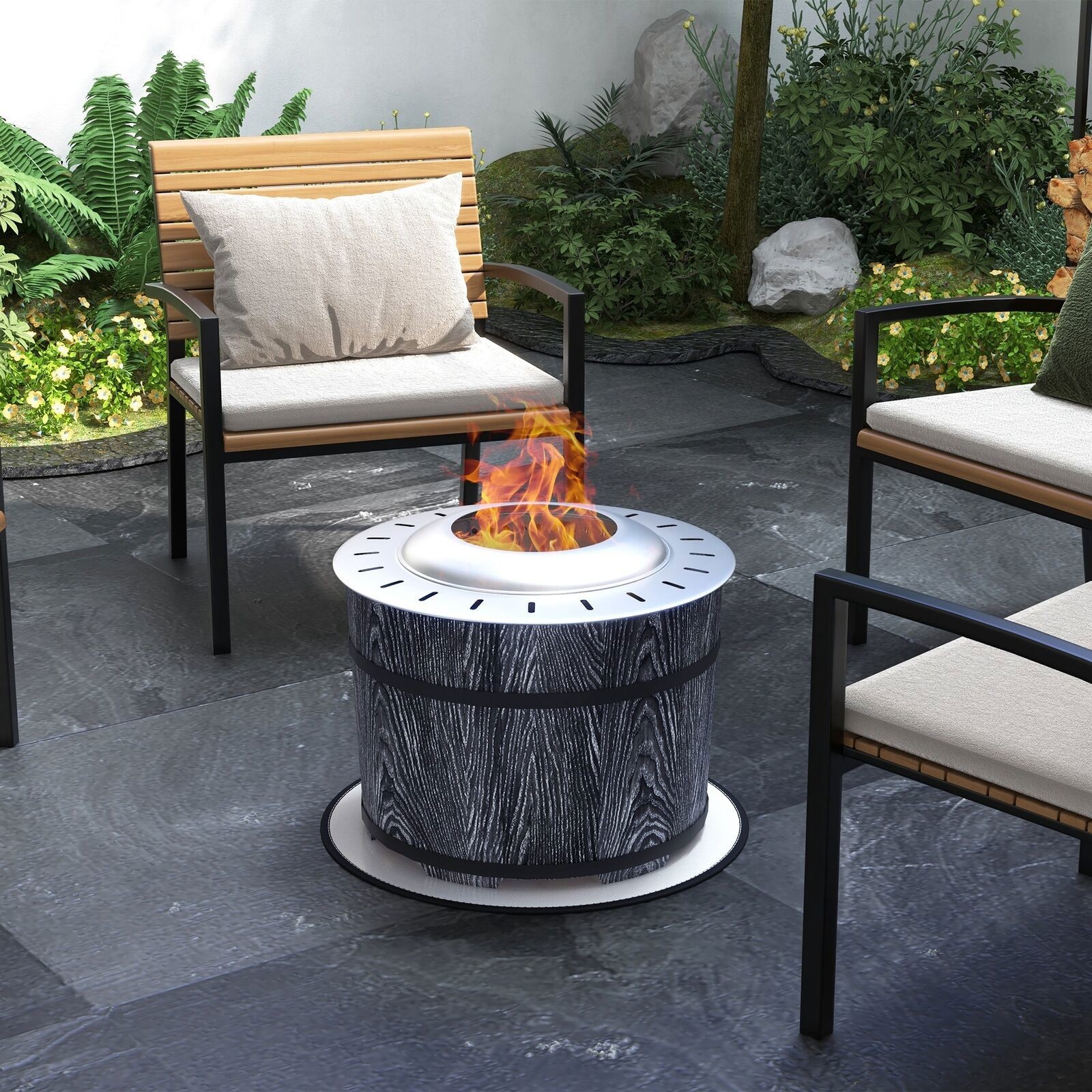 Smokeless Fire Pit with Mat 20" Firepit Magnesium Oxide Black gallery