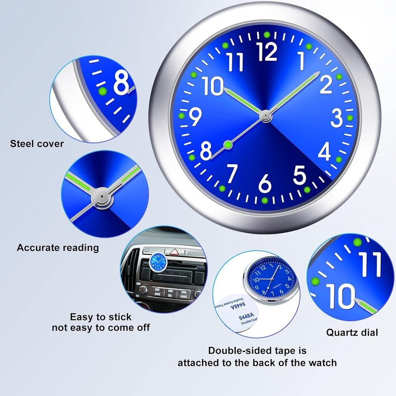 Car Dashboard Clock Mini Tiny Analog Clock Watch for Vehicle Stick On Clock USA gallery