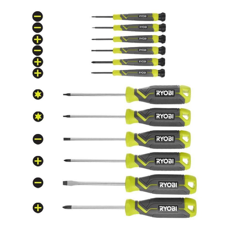 Screwdriver Set (12-piece) With Cushion Grip Handles , Precision Ryobi Kit Tip gallery