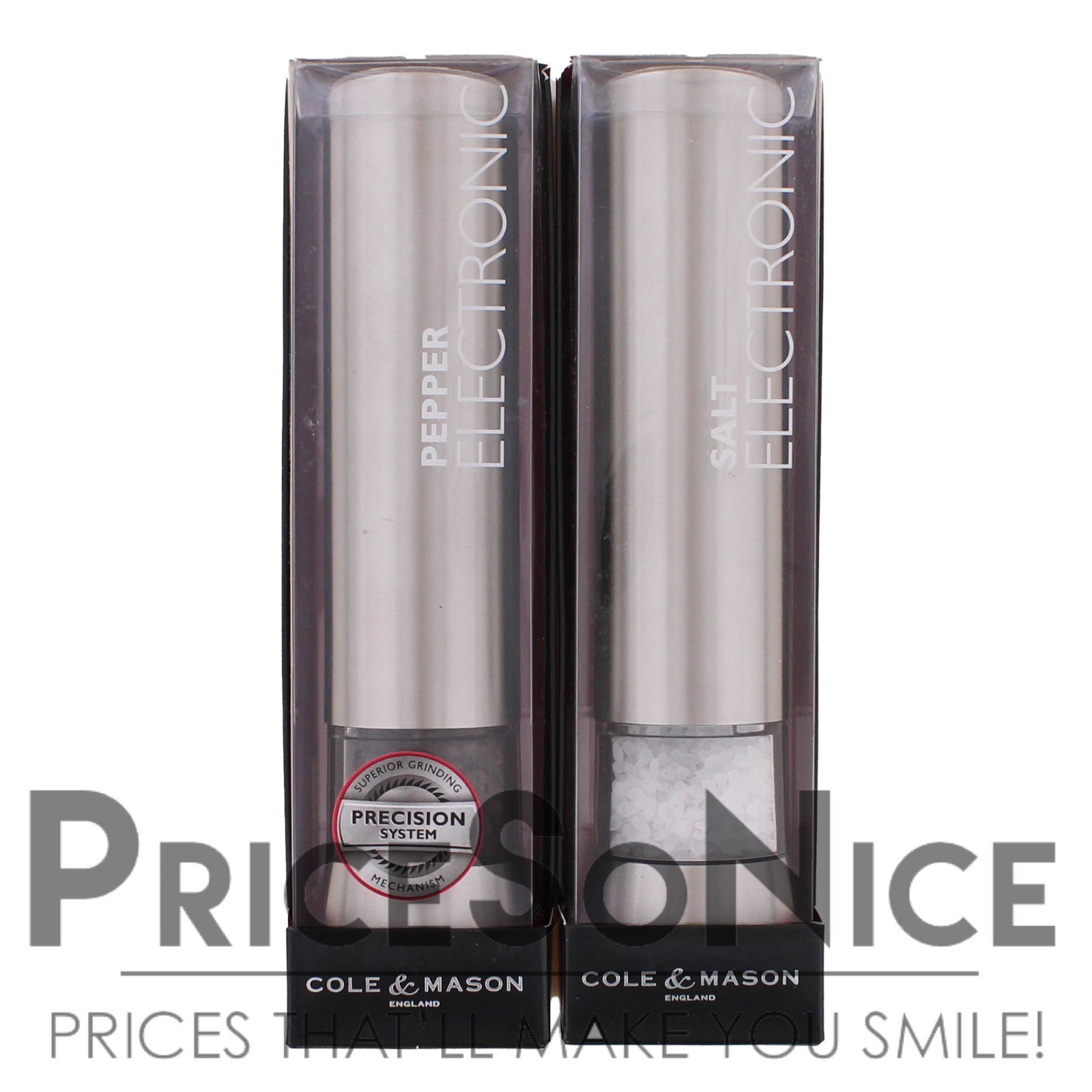 Cole & Mason Hampstead Electric Salt & Pepper Mills w/ Light + FREE Thermometer gallery