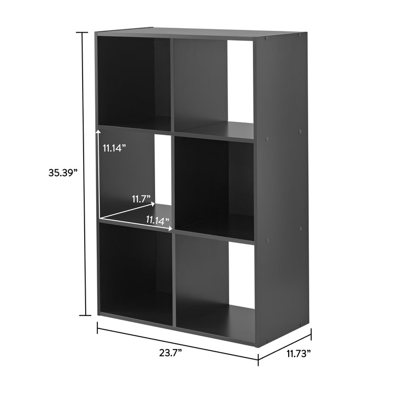 Mainstays 6-Cube Black Storage Organizer, Bookshelf, Shelves gallery