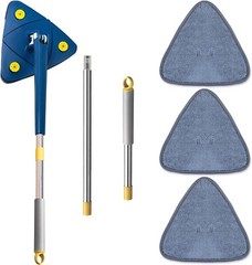 Triangle Mop with Adjustable 52″ Long Handle – 360° Rotatable Multi-Purpose Clea