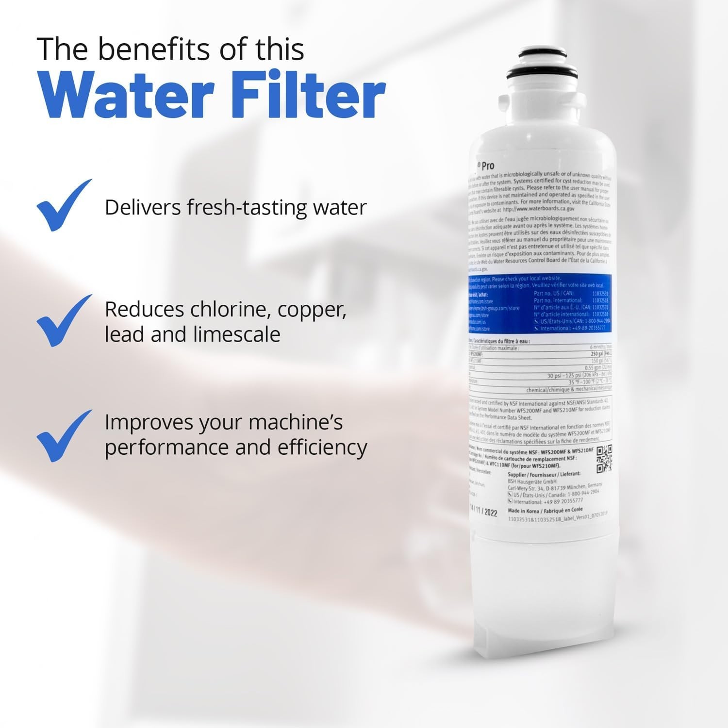 2xReplacement Water Filter For Bosch Uitra Clarity Pro WFC100MF, WFS200MF, WFC11 gallery