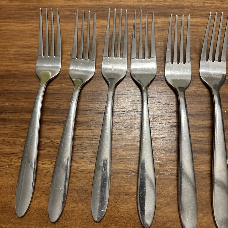 Oneida Stainless Flatware MOONCREST Forks - 6 Dinner & 4 Salad Forks - Lot Of 10 gallery