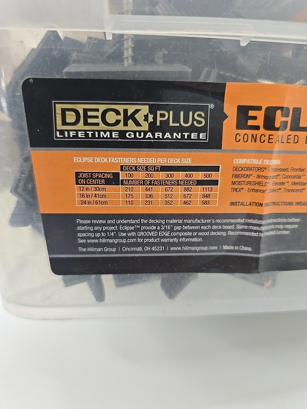 Deck Plus Eclipse Hidden Deck Fasteners, Deck Screws Wood Screws, Stainless Grey gallery