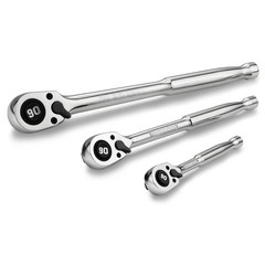 WORKPRO 3-Piece Low Profile Drive Ratchet 1/4″ 3/8″ 1/2″ 90-Tooth Ratchet Wrench
