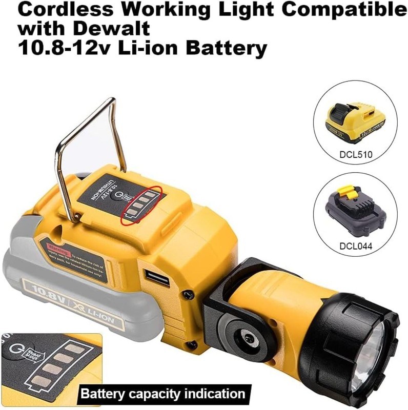 Cordless Flashlight LED Work Light for Dewalt 10.8V-12V Lamps Outdoor Spotlight gallery