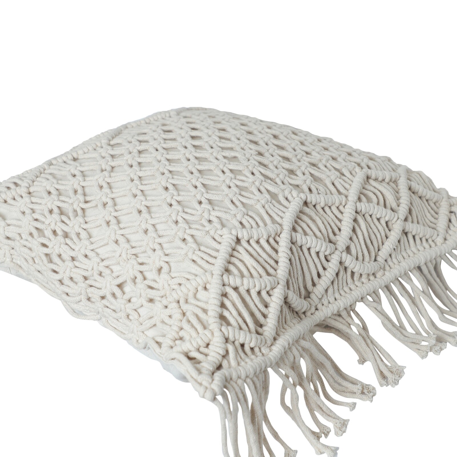 Macrame Cushion Cover handmade cotton - Natural/Off White Color #5 gallery