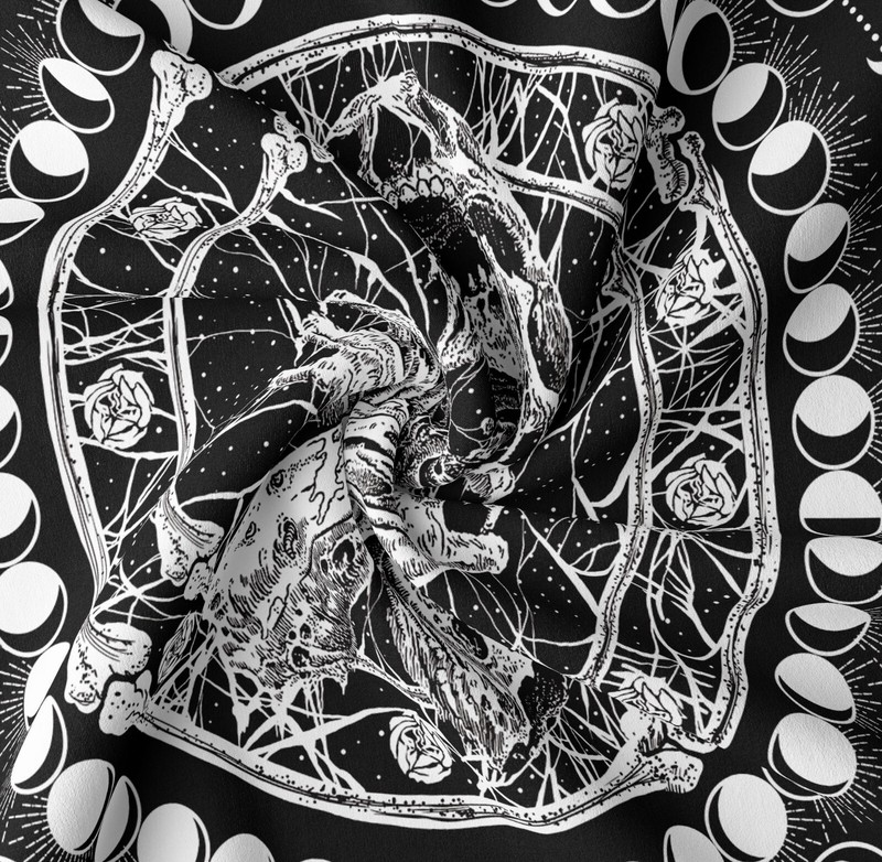 Extra Large Skull Tapestry Gothic Moonphase Skeleton Wall Hanging Home Decor gallery
