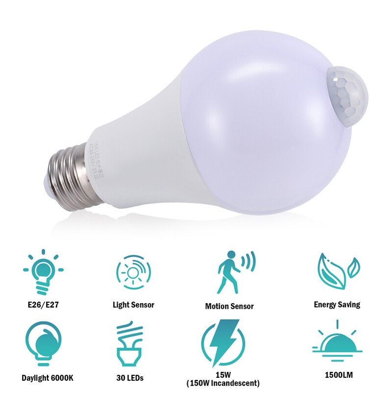 Motion Sensor Light Bulbs, 9W (90W Equivalent) Security LED Bulb 6000K Daylight gallery