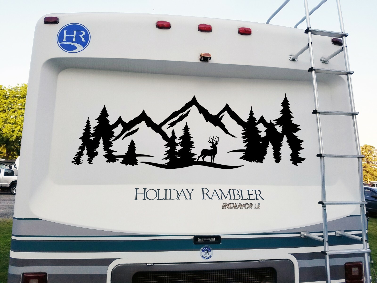 Deer Mountain Forest Scene - Camper RV Graphics Travel Trailer - Die Cut Sticker gallery