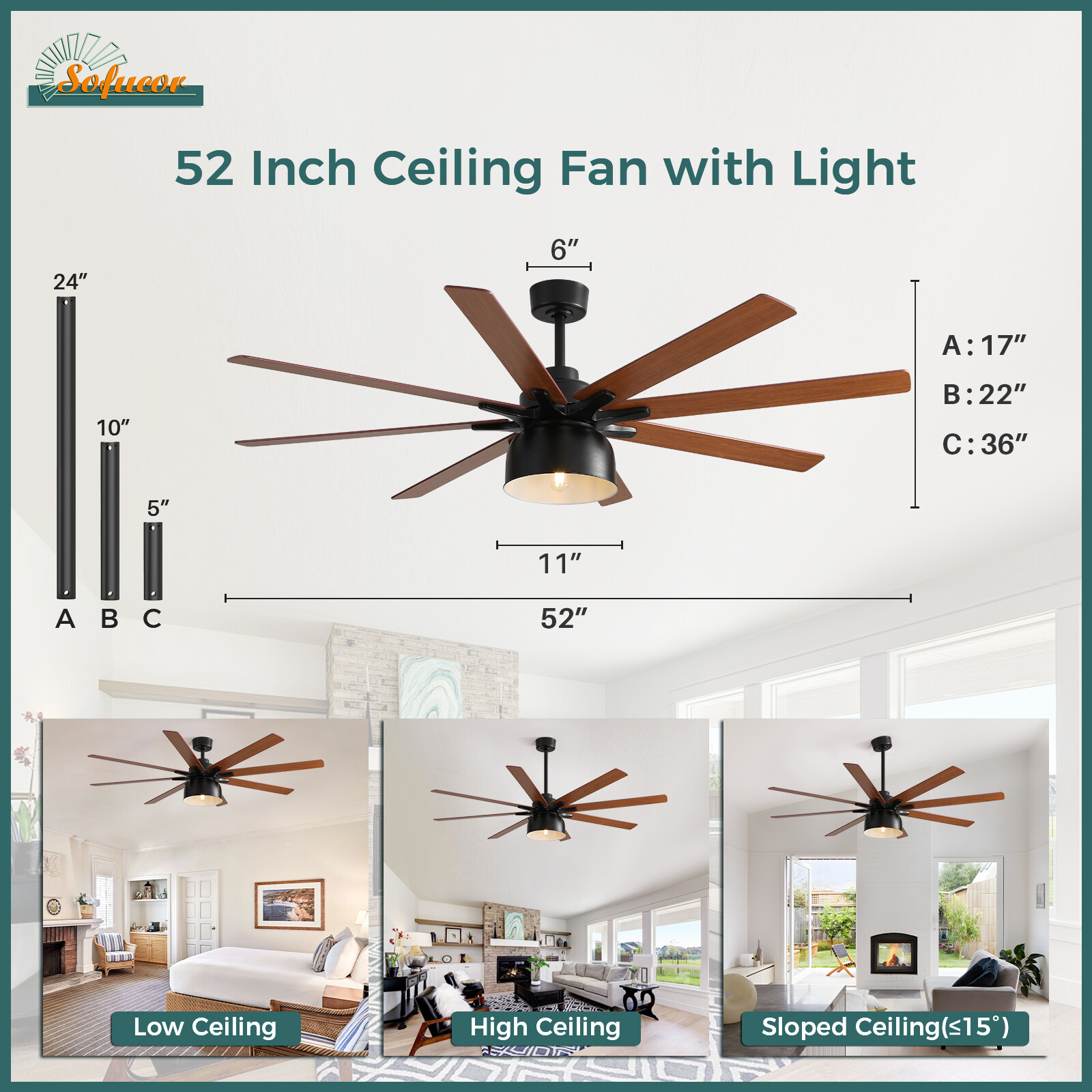 Modern Ceiling Fan with 8 Dual-Color Blades 6-Speed Remote Reversible DC Bedroom gallery