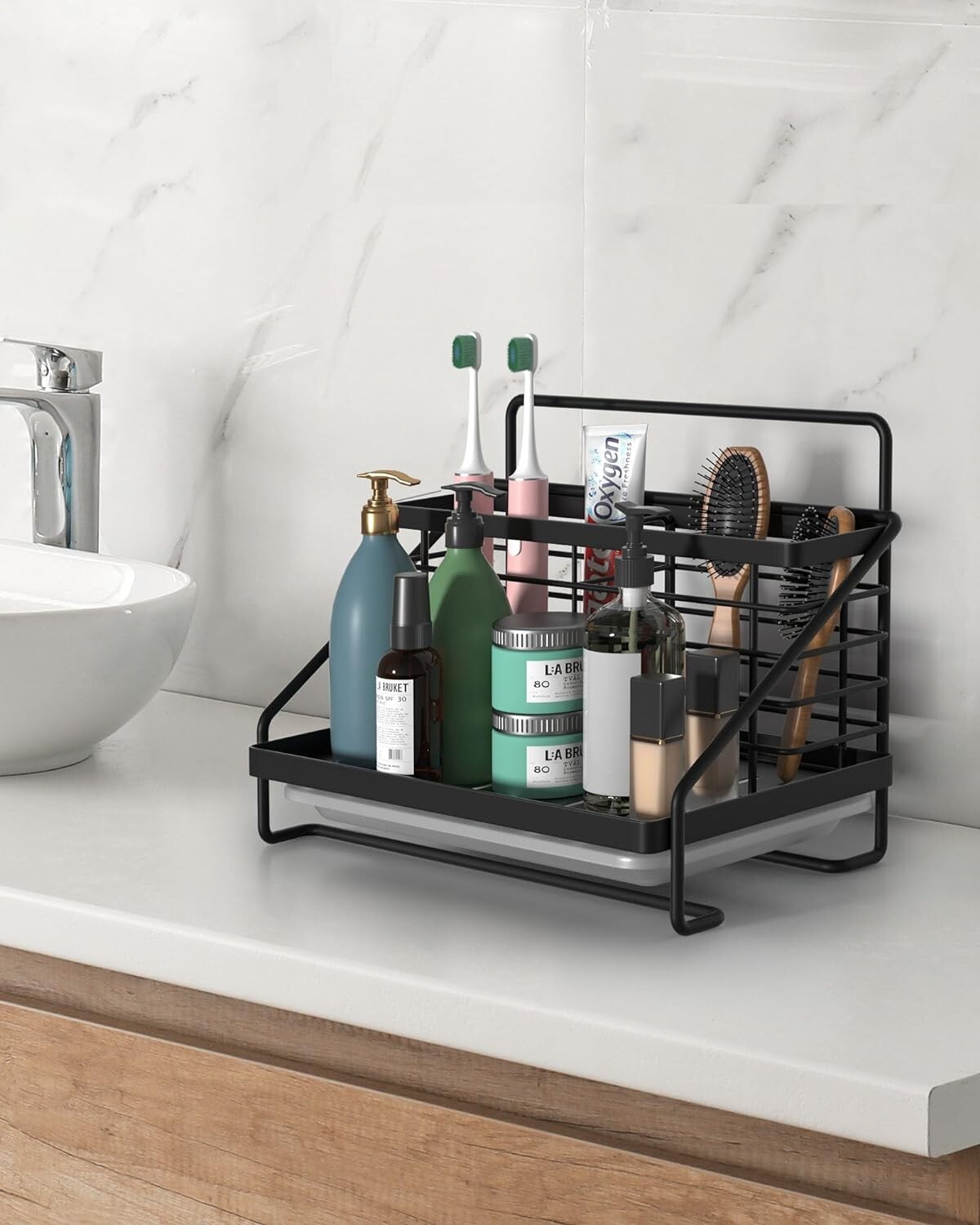 Zyerch Kitchen Caddy - Stainless Steel Kitchen Sink Organizer w Two Baskets B gallery
