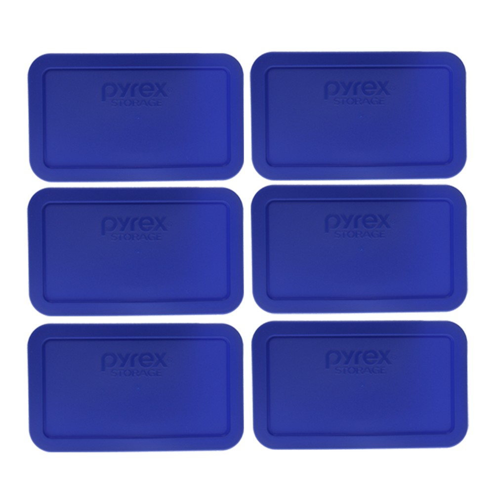 Pyrex 7214-PC Cadet Blue Rectangle Plastic Food Storage Replacement Lid (6-Pack)