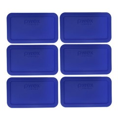 Pyrex 7214-PC Cadet Blue Rectangle Plastic Food Storage Replacement Lid (6-Pack)