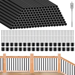 Metal Deck Balusters 151 Pcs 32 Inch Black 3/4″ Diameter Round