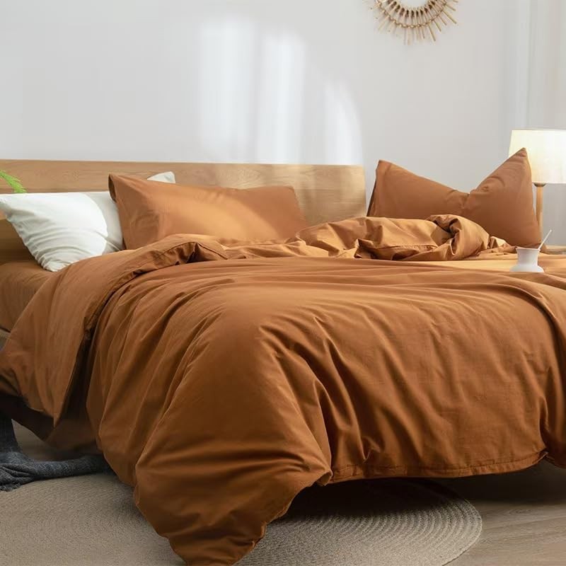 Caramel Pumpkin Duvet Cover Set Queen Size 3pcs Burnt Orange Duvet Covers Mod... gallery
