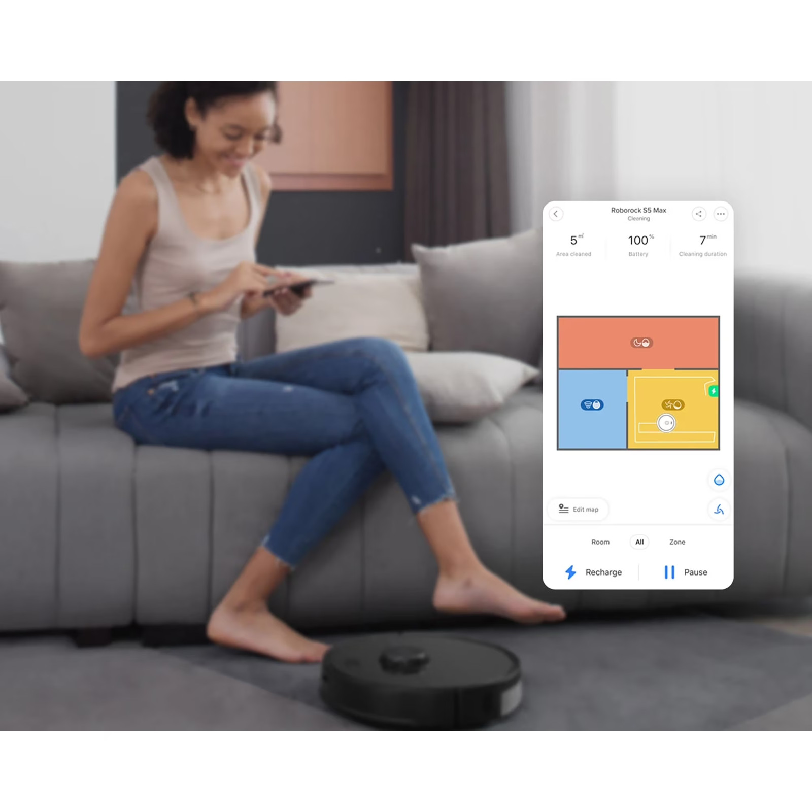 Roborock S5 Max Robotic Vacuum Cleaner & Mop - Black gallery