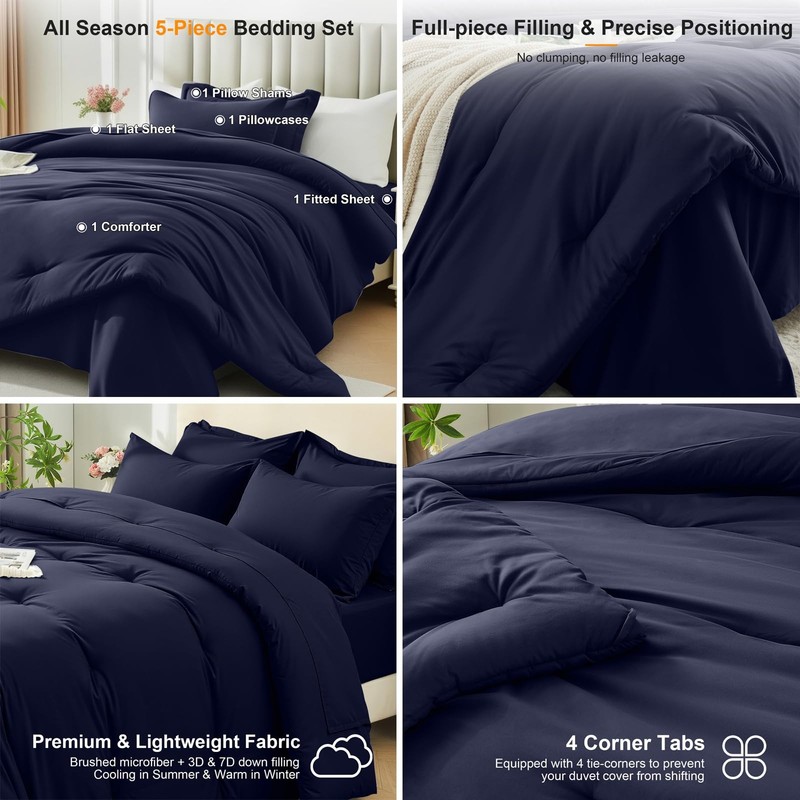 Easthome Twin Comforter Set 5 Pieces UltraSoft Bed in a Bag Twin Size, Cozy ... gallery