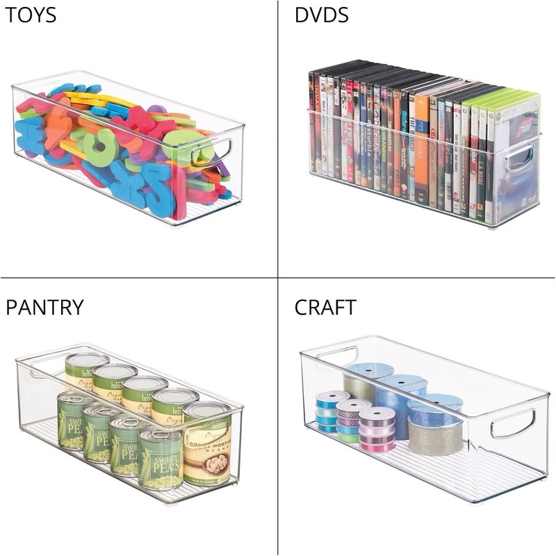 mDesign Plastic Stackable Kitchen Organizer - Storage Bin with Handles gallery
