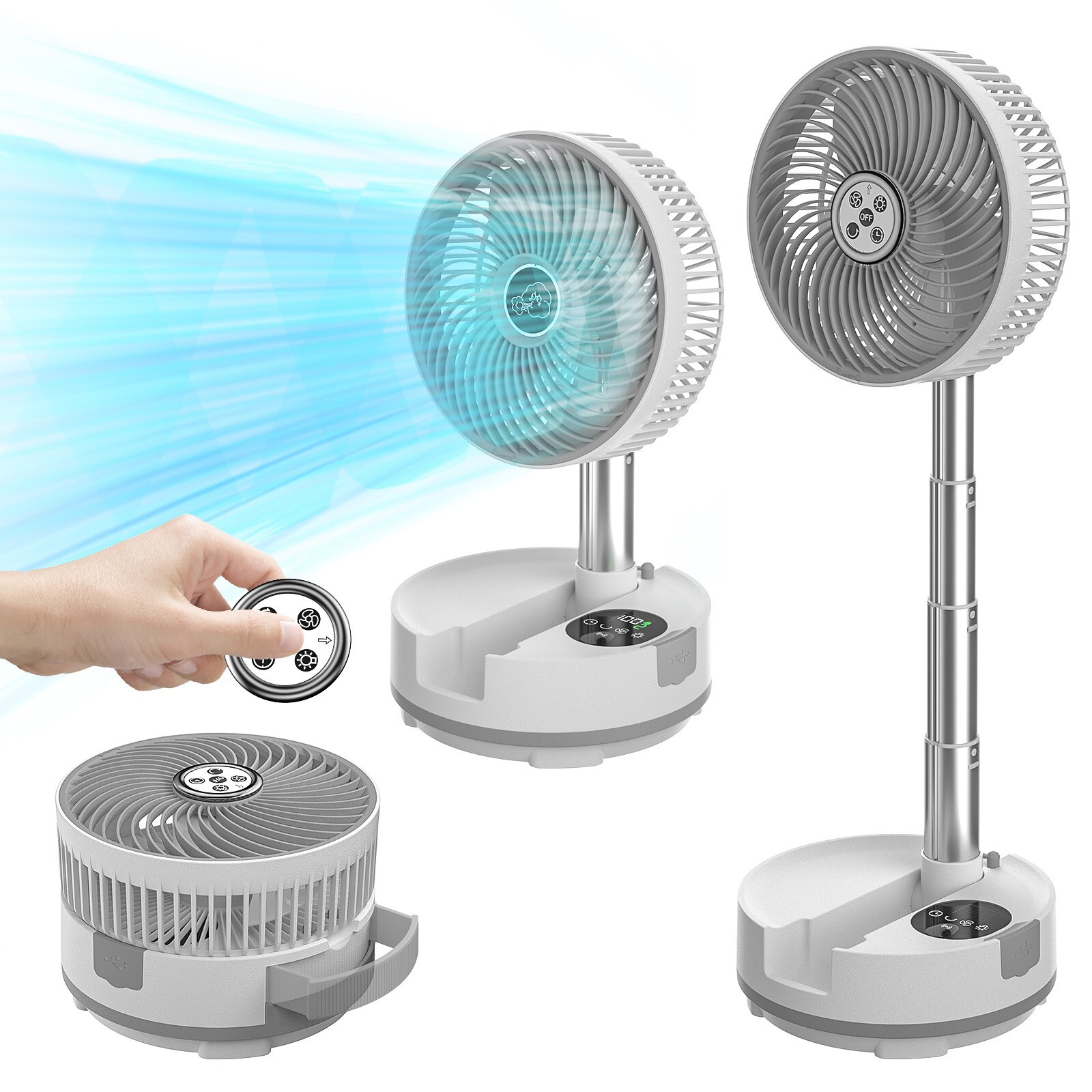 Portable Rechargeable Fan,20000mAh Battery Powered with Remote Control/LED Light gallery