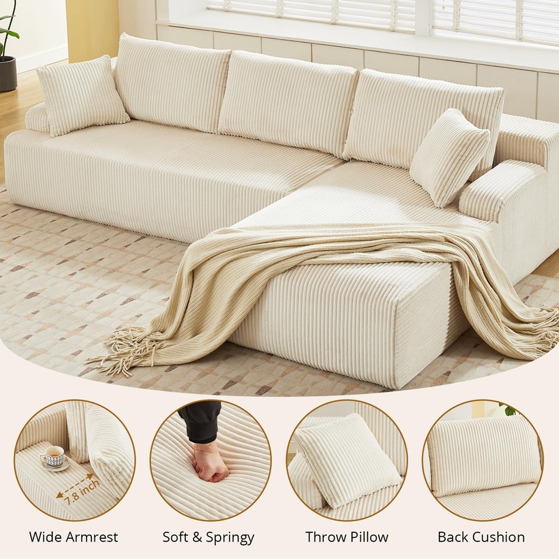 Modular Sectional Sofa Cloud Sectional Couch, 106" Comfy L Shaped Gray Couches gallery