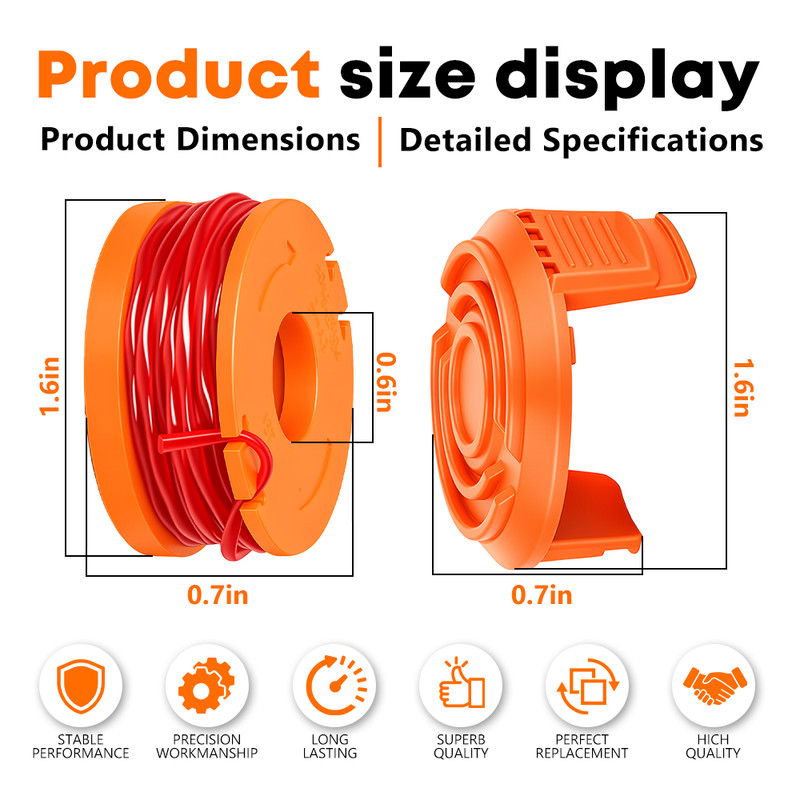 WORX WA0010 24pcs Replacement Spool Line +4pcs Cap For String Trimmer/Edger gallery