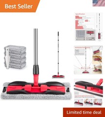 Durable 59″ Microfiber Mop with 4 Washable Pads for Hardwood & Tile Cleaning
