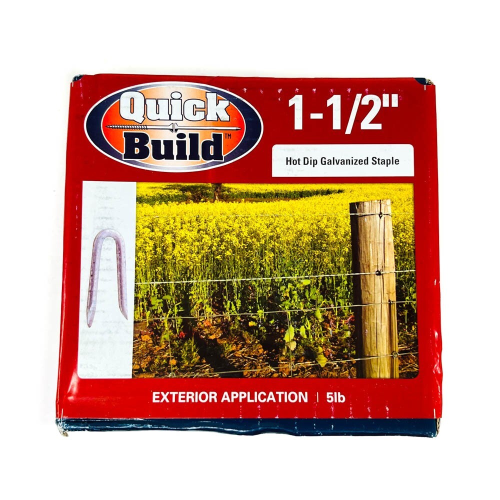 Quick Build 112HGST5LB Hot Dip Galvanized Fence Staples 9ga 1-1/2 in, 5 lb Pack