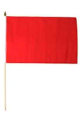 (2 PACK) 12×18 Solid Red Plain Stick Flag 24″ Wood Pole Staff (Sewn Edges) 100D