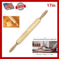 17” Classic Rolling Pin for Baking, Pastry, Pizza, Long Beech Wood Dough Roller