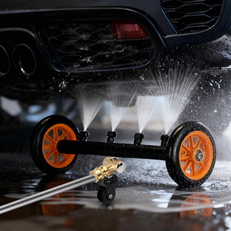 1/4" Quick Connect 4000 PSI Pressure Washer Undercarriage Cleaner Swivel Wheel gallery
