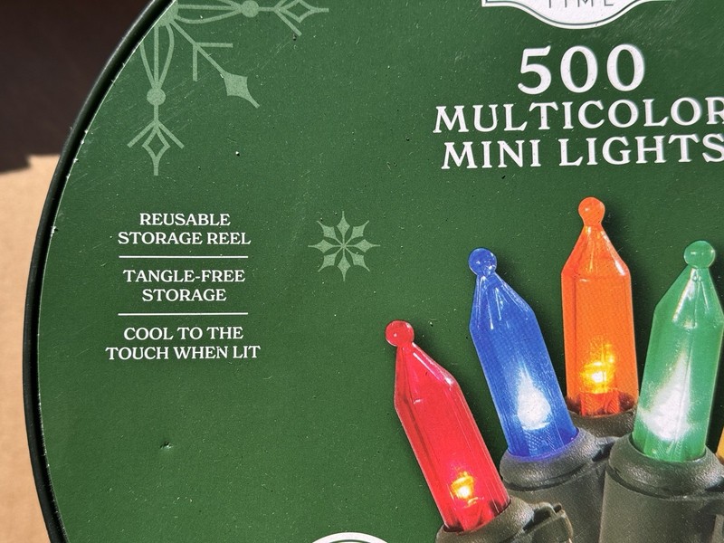 Holiday Time 500 MULTICOLOR Mini LED Christmas Lights Green Wire 116.3 FT Decor gallery