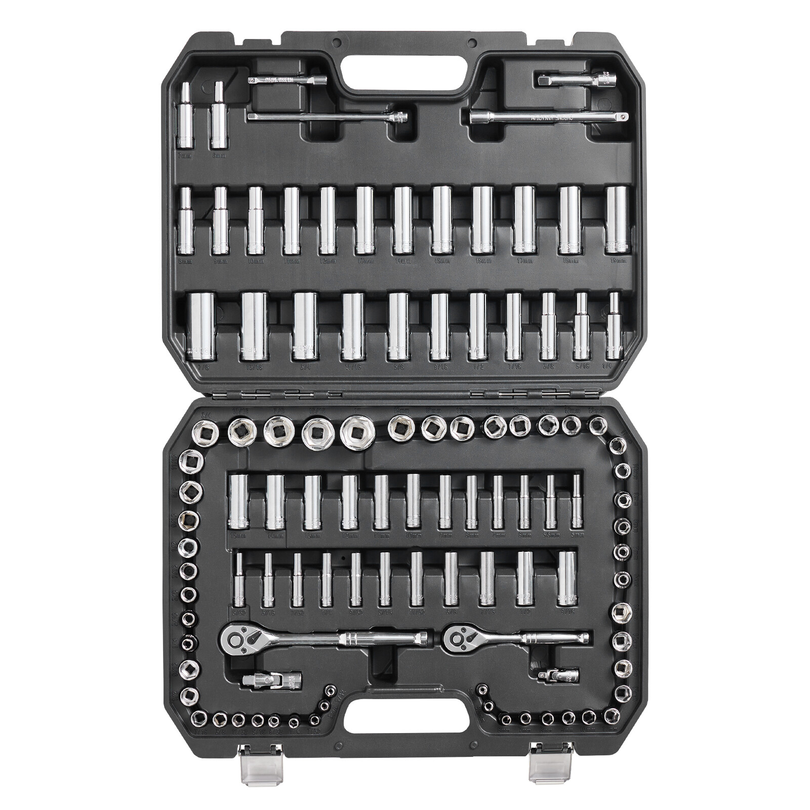 VEVOR Socket Set 1/4in 3/8in Drive Socket and Ratchet Set 6-Point 106 Pcs Tool gallery