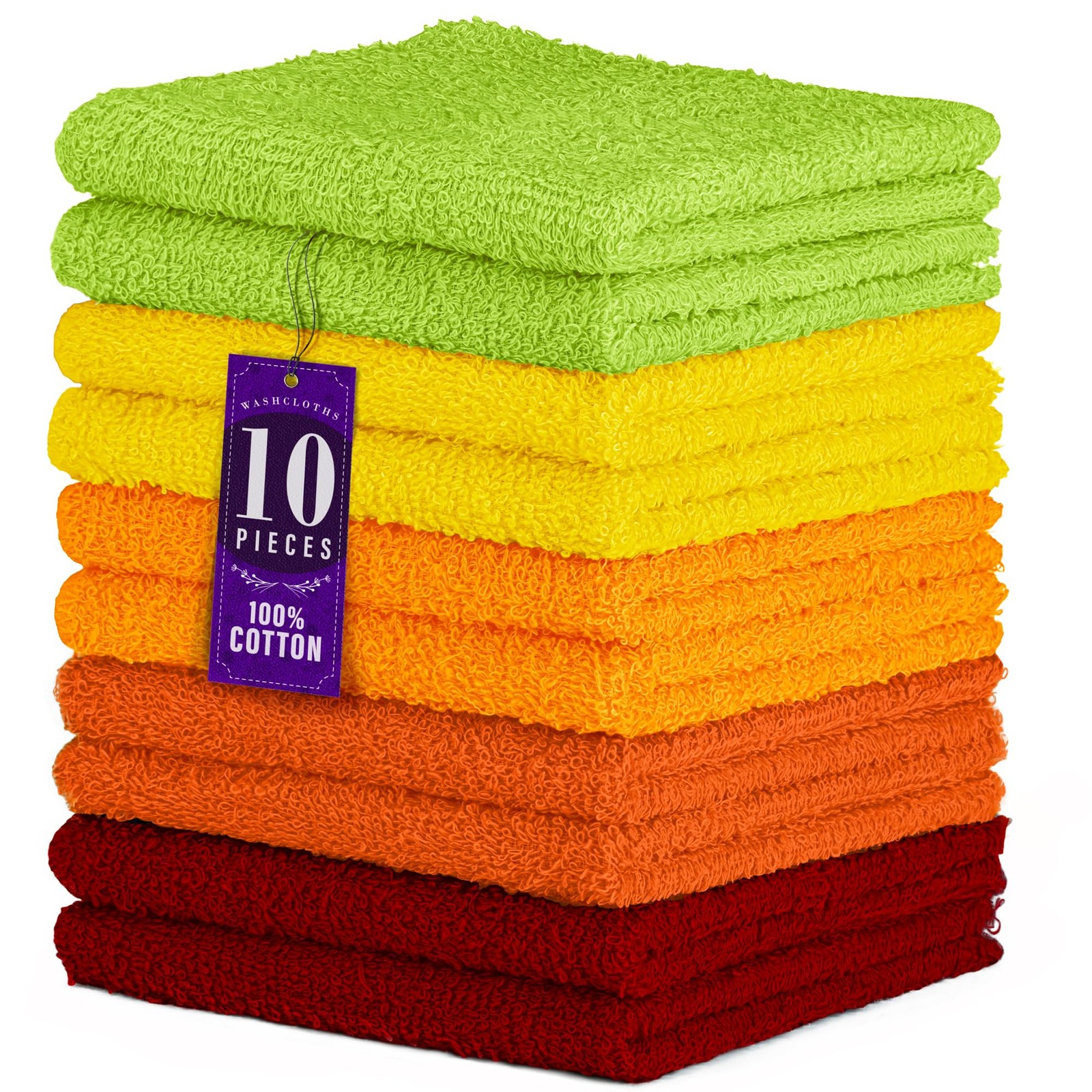 DecorRack 10 Pack 100 Cotton Wash Cloth, Luxurious Soft, 12 x 12 inch Ultra gallery