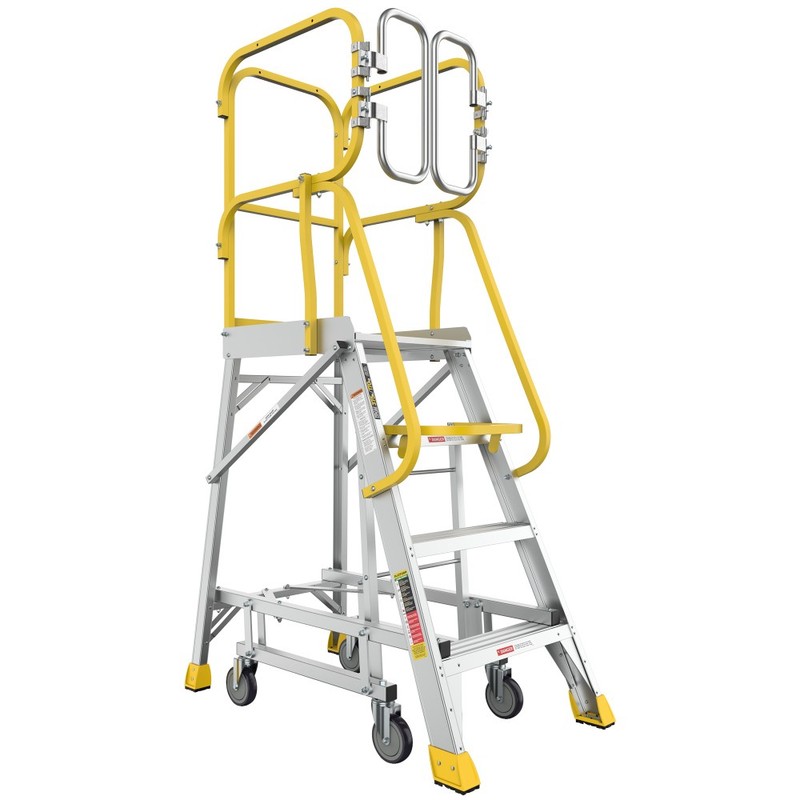 4 Step 375lbs Aluminum Rolling Platform Ladder gallery