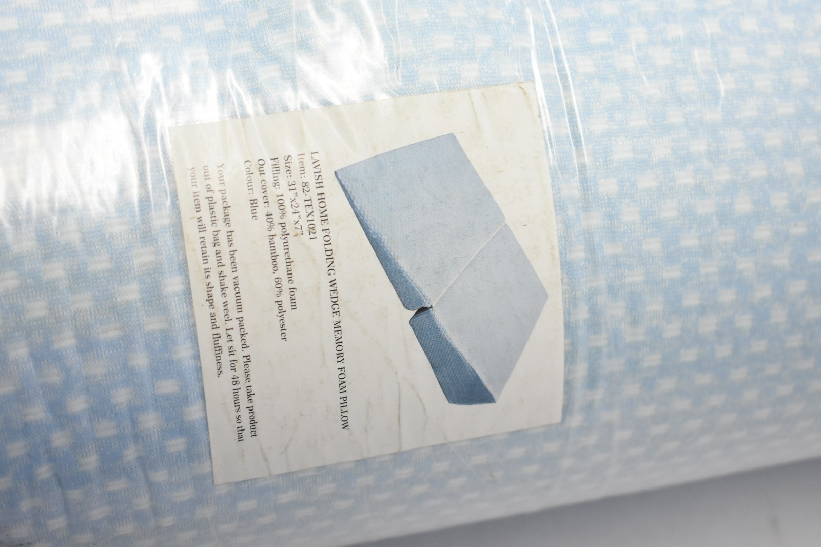 Lavish Home Folding Wedge Memory Foam Pillow w Bamboo Fiber Cover Blue gallery