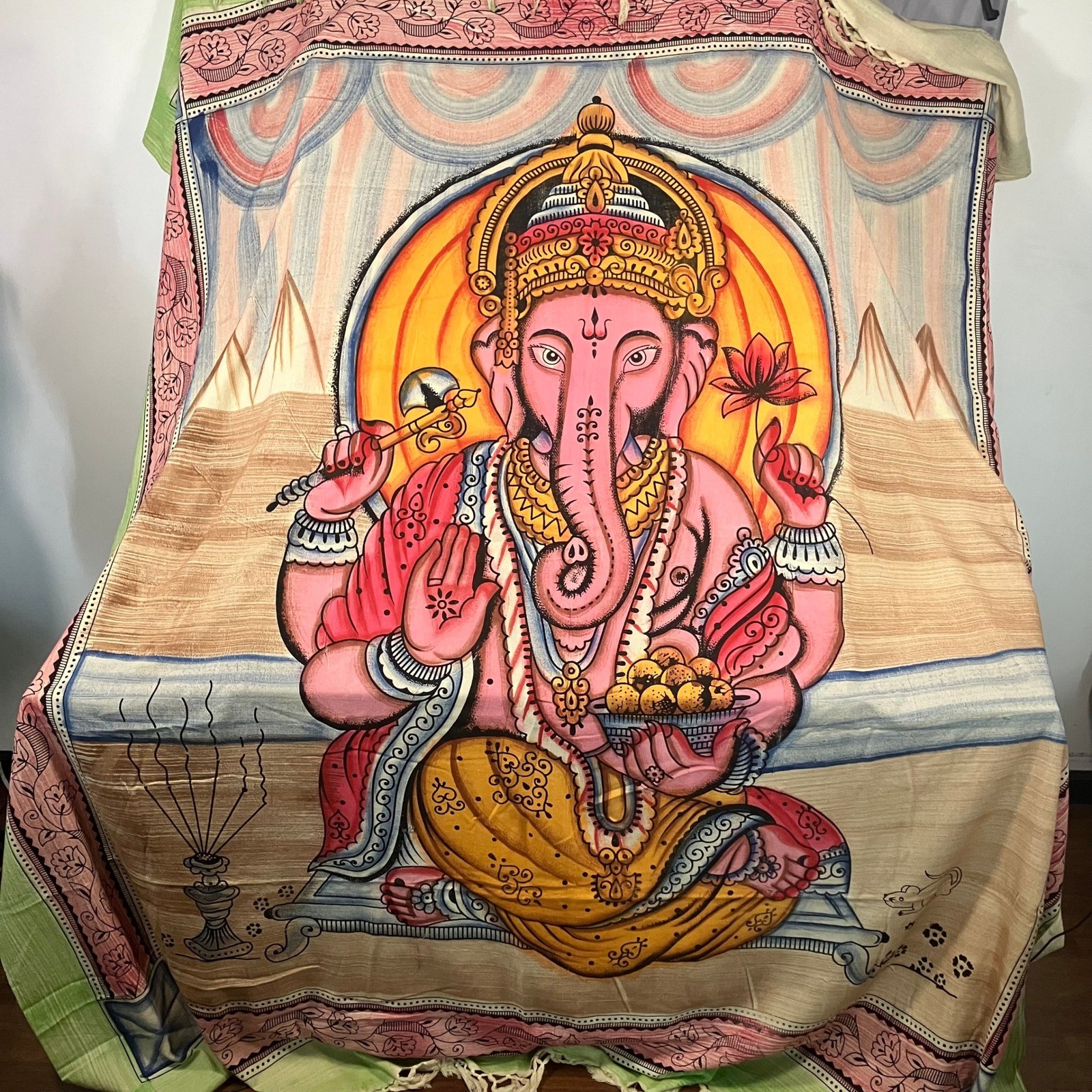 Unique Ganesha Elephant God Tapestry Wall Hanging Cotton Fabric 94x162 Inches gallery