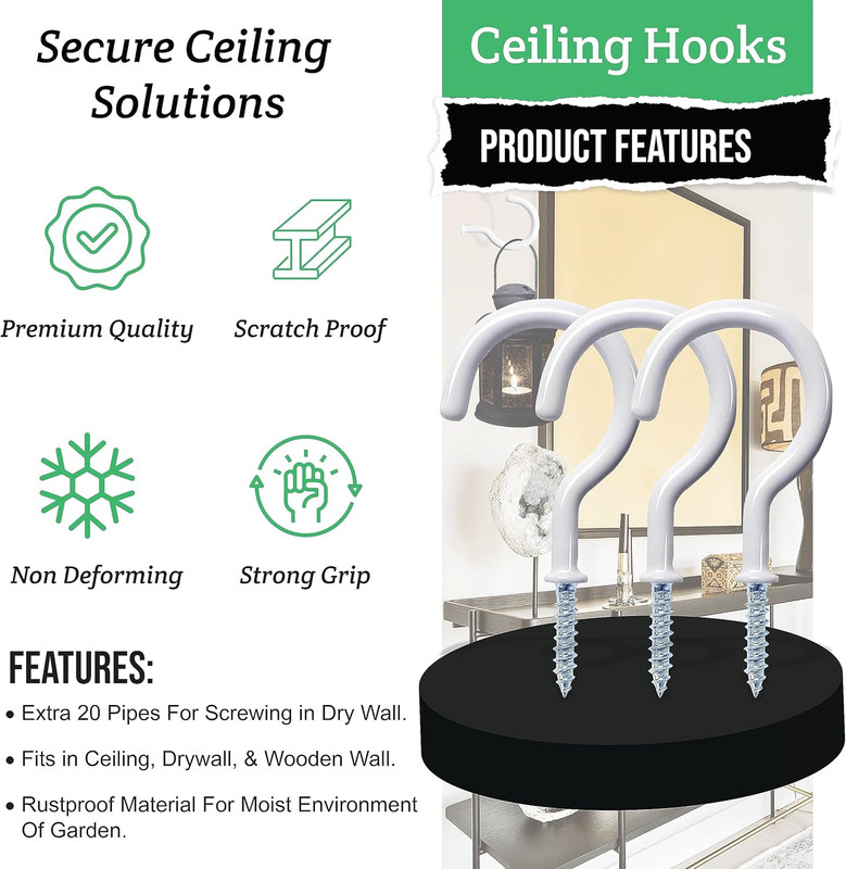 20 Pcs Ceiling Hooks for Hanging Plants 2.9 Inches Heavy Duty Hanging Hooks New gallery