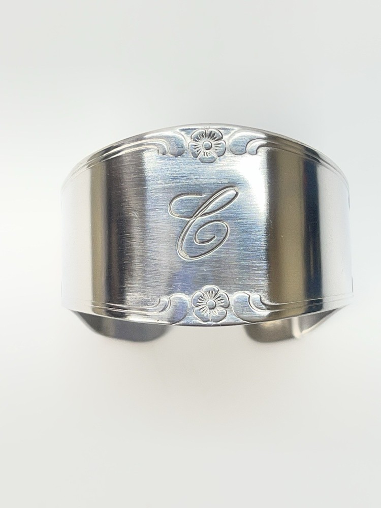 8 Custom Craft Napkin Rings Monogram “C” Stainless Steel
