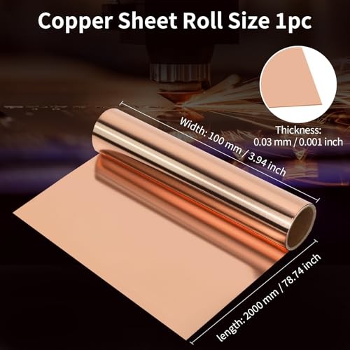 Thin Copper Sheet Roll 99.99% Pure Copper Foil for Crafts Bendable Soft Copper gallery