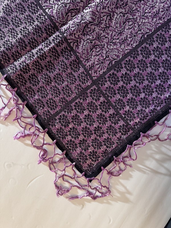Hand-loomed Silk Throw With Hand-tied Fringe gallery