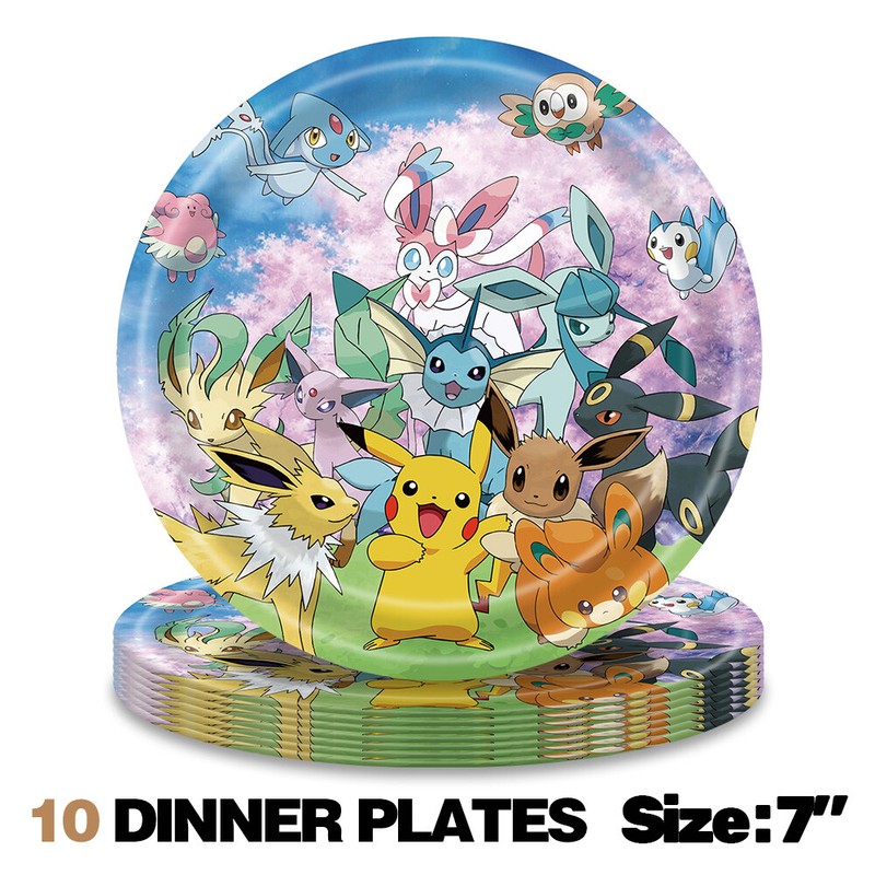 Eevee Party Supplies Set Plates Cups Tablecloth Napkins Birthday Decor gallery